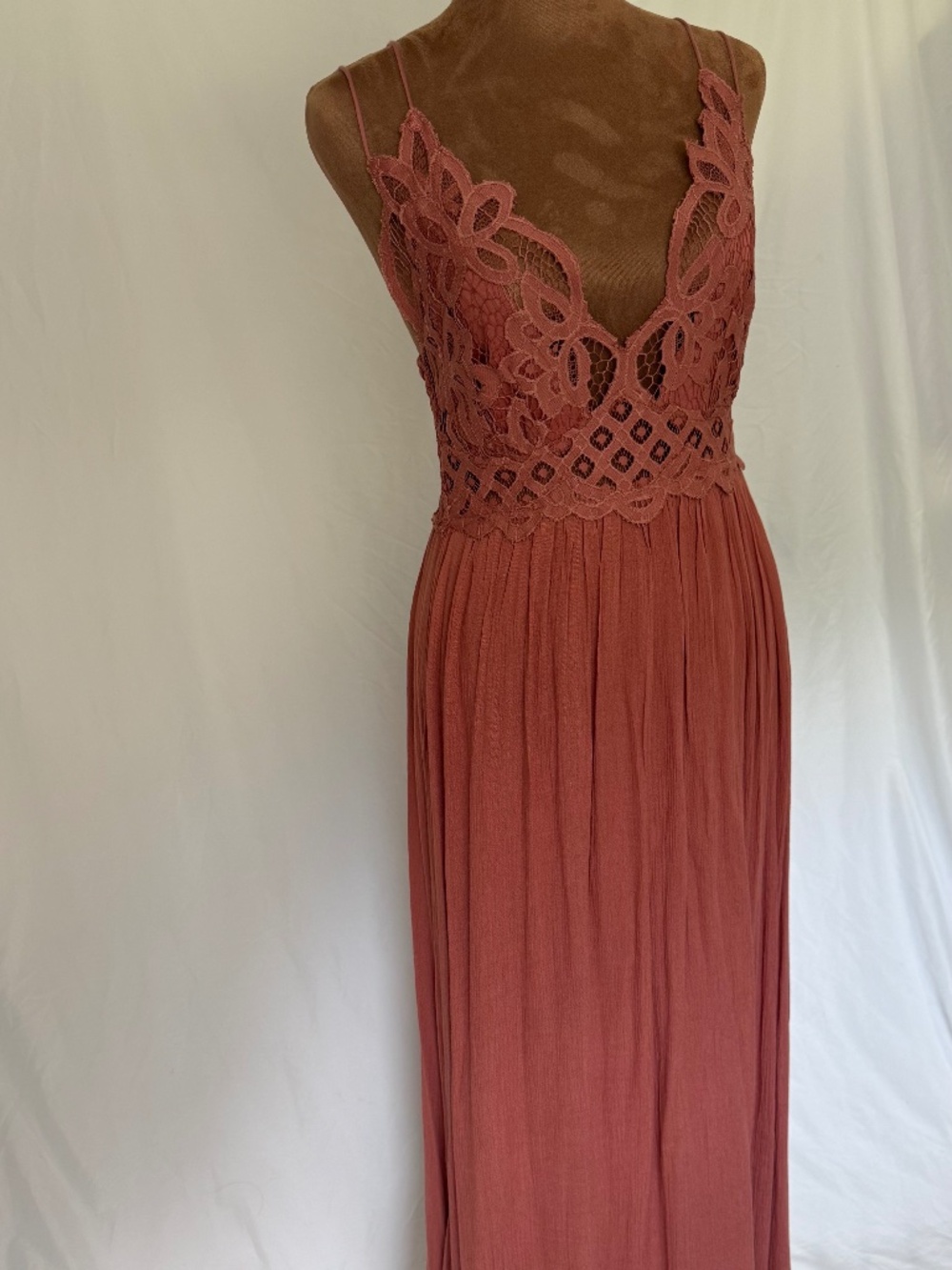Free People Adella Maxi Slip Dress - Copper / Rust Boho  Size Med